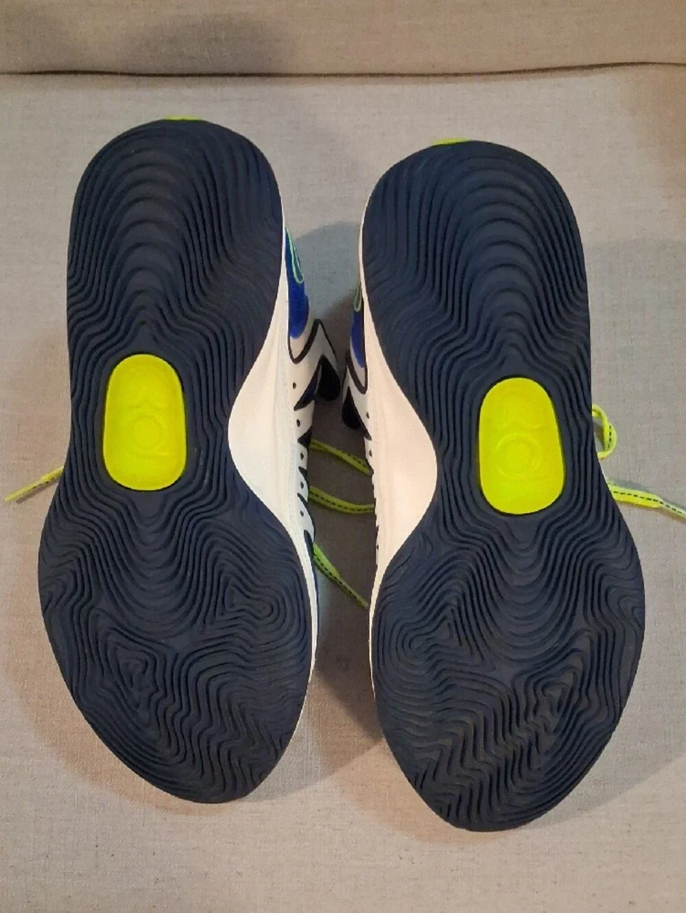 Nike Blue and Volt Low-Top Athletic Sneakers